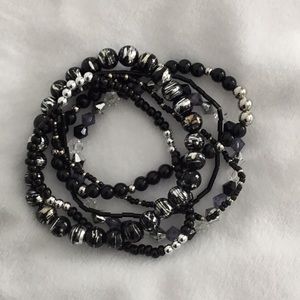Black and silver stretch bracelets